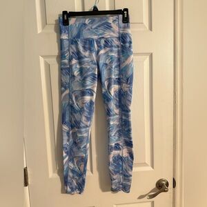 Calvin Klein Performance Abstract Blue and Cream Leggings